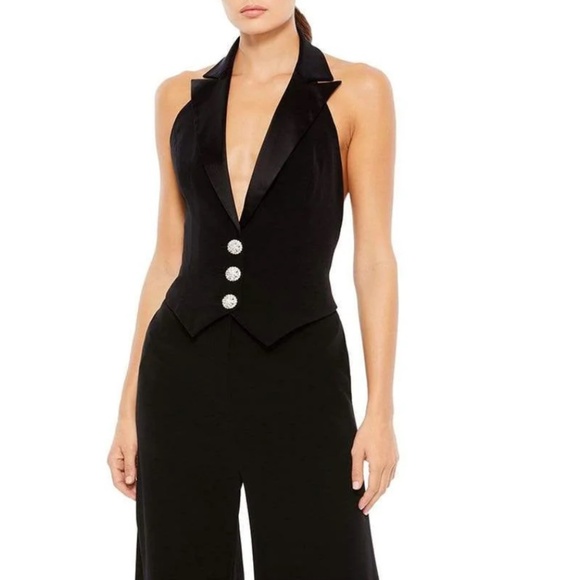 Mac duggal halter tuxedo jumpsuit size 4 nwt - Picture 3 of 5